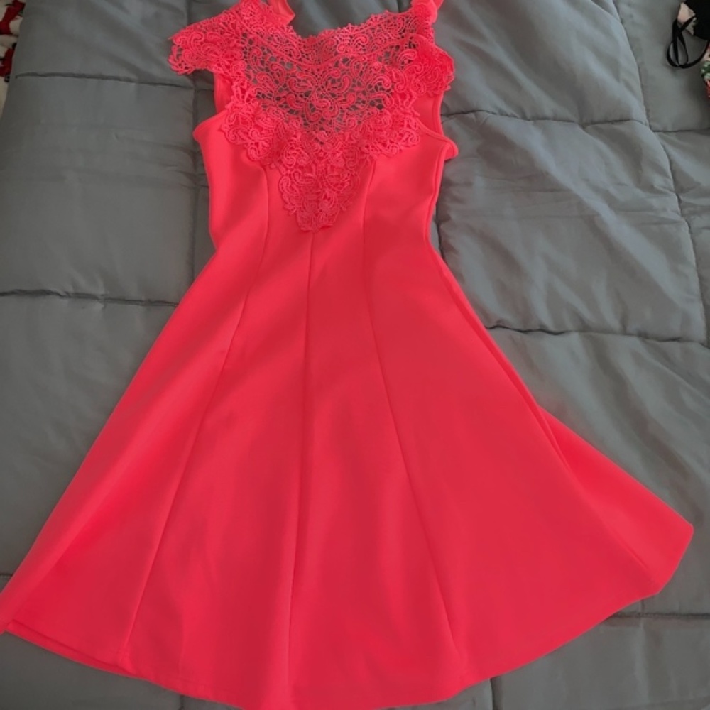 Lace Halter Skater Dress